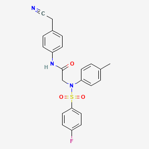 molecular formula C23H20FN3O3S B3732880 N-[4-(cyanomethyl)phenyl]-2-(N-(4-fluorophenyl)sulfonyl-4-methylanilino)acetamide 