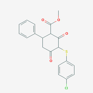 molecular formula C20H17ClO4S B373292 Methyl 3-[(4-chlorophenyl)sulfanyl]-2,4-dioxo-6-phenylcyclohexanecarboxylate 