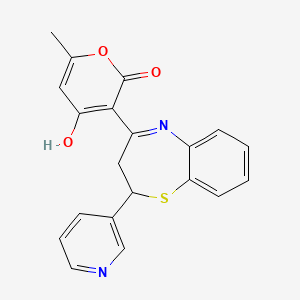 4-hydroxy-6-methyl-3-[2-(3-pyridinyl)-2,3-dihydro-1,5-benzothiazepin-4-yl]-2H-pyran-2-one