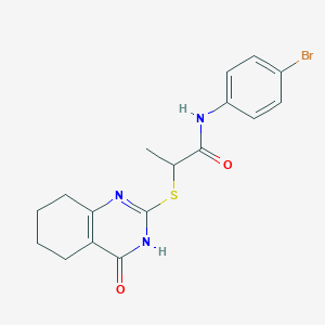 molecular formula C17H18BrN3O2S B3733026 N-(4-bromophenyl)-2-[(4-oxo-5,6,7,8-tetrahydro-3H-quinazolin-2-yl)sulfanyl]propanamide 
