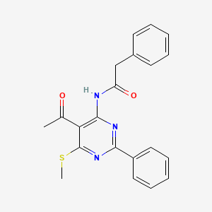 molecular formula C21H19N3O2S B3733182 N-(5-acetyl-6-methylsulfanyl-2-phenylpyrimidin-4-yl)-2-phenylacetamide 