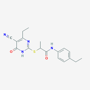 molecular formula C18H20N4O2S B3733979 2-[(5-cyano-4-ethyl-6-oxo-1H-pyrimidin-2-yl)sulfanyl]-N-(4-ethylphenyl)propanamide 