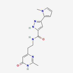 molecular formula C16H18N6O2 B3734318 N-[2-(2-methyl-6-oxo-1H-pyrimidin-4-yl)ethyl]-3-(1-methylpyrrol-2-yl)-1H-pyrazole-5-carboxamide 