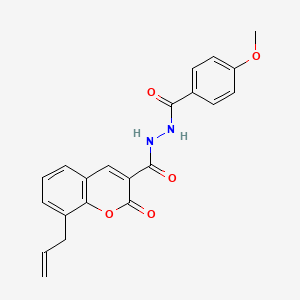 molecular formula C21H18N2O5 B3734321 N'-[(4-methoxyphenyl)carbonyl]-2-oxo-8-(prop-2-en-1-yl)-2H-chromene-3-carbohydrazide 