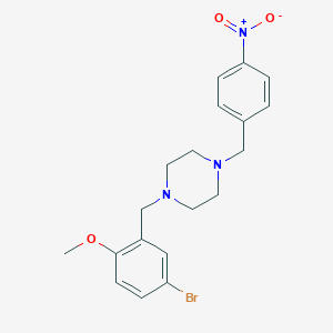 molecular formula C19H22BrN3O3 B3734504 1-[(5-bromo-2-methoxyphenyl)methyl]-4-[(4-nitrophenyl)methyl]piperazine 