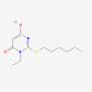 molecular formula C12H20N2O2S B3734773 3-Ethyl-2-hexylsulfanyl-6-hydroxypyrimidin-4-one 