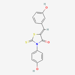 molecular formula C16H11NO3S2 B3734993 (5Z)-5-(3-hydroxybenzylidene)-3-(4-hydroxyphenyl)-2-thioxo-1,3-thiazolidin-4-one 