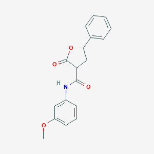 molecular formula C18H17NO4 B373555 N-(3-methoxyphenyl)-2-oxo-5-phenyltetrahydro-3-furancarboxamide 