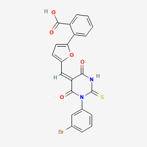 2-(5-{[1-(3-bromophenyl)-4,6-dioxo-2-thioxotetrahydro-5(2H)-pyrimidinylidene]methyl}-2-furyl)benzoic acid