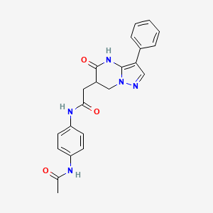 molecular formula C22H21N5O3 B3735787 N-(4-acetamidophenyl)-2-(5-oxo-3-phenyl-6,7-dihydro-4H-pyrazolo[1,5-a]pyrimidin-6-yl)acetamide 