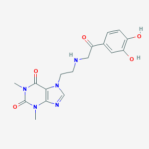 molecular formula C17H19N5O5 B037358 Theophylline, 7-(2-((3,4-dihydroxybenzoylmethyl)amino)ethyl)- CAS No. 16289-61-5