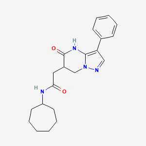 molecular formula C21H26N4O2 B3735809 N-cycloheptyl-2-(5-oxo-3-phenyl-6,7-dihydro-4H-pyrazolo[1,5-a]pyrimidin-6-yl)acetamide 
