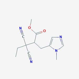 molecular formula C13H16N4O2 B373586 methyl 3,3-dicyano-2-[(1-methyl-1H-imidazol-5-yl)methyl]pentanoate 
