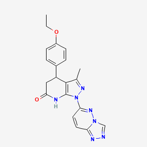 molecular formula C20H19N7O2 B3735960 4-(4-Ethoxyphenyl)-3-methyl-1-{[1,2,4]triazolo[4,3-B]pyridazin-6-YL}-1H,4H,5H,6H,7H-pyrazolo[3,4-B]pyridin-6-one 