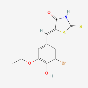 molecular formula C12H10BrNO3S2 B3735978 (5Z)-5-[(3-bromo-5-ethoxy-4-hydroxyphenyl)methylidene]-2-sulfanylidene-1,3-thiazolidin-4-one 