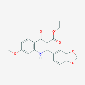 molecular formula C20H17NO6 B373702 ethyl 2-(1,3-benzodioxol-5-yl)-4-hydroxy-7-methoxy-3-quinolinecarboxylate 