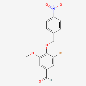 molecular formula C15H12BrNO5 B3737183 Benzaldehyde, 3-bromo-5-methoxy-4-[(4-nitrophenyl)methoxy]- 