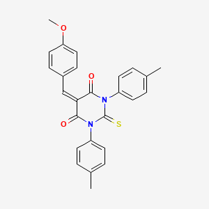 molecular formula C26H22N2O3S B3737198 5-(4-methoxybenzylidene)-1,3-bis(4-methylphenyl)-2-thioxodihydro-4,6(1H,5H)-pyrimidinedione 