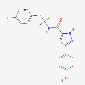 molecular formula C20H20FN3O2 B3737230 N-[1-(4-fluorophenyl)-2-methylpropan-2-yl]-3-(4-hydroxyphenyl)-1H-pyrazole-5-carboxamide 