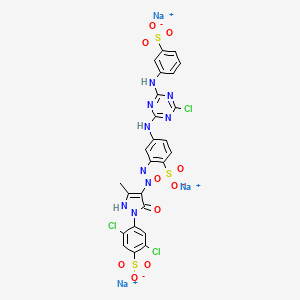 molecular formula C25H15Cl3N9Na3O10S3 B3737265 trisodium;2,5-dichloro-4-[4-[[5-[[4-chloro-6-(3-sulfonatoanilino)-1,3,5-triazin-2-yl]amino]-2-sulfonatophenyl]diazenyl]-5-methyl-3-oxo-1H-pyrazol-2-yl]benzenesulfonate 
