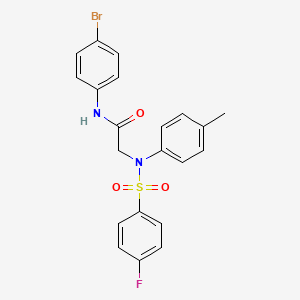 molecular formula C21H18BrFN2O3S B3737317 N~1~-(4-bromophenyl)-N~2~-[(4-fluorophenyl)sulfonyl]-N~2~-(4-methylphenyl)glycinamide 