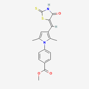 molecular formula C18H16N2O3S2 B3737488 methyl 4-{2,5-dimethyl-3-[(4-oxo-2-thioxo-1,3-thiazolidin-5-ylidene)methyl]-1H-pyrrol-1-yl}benzoate 