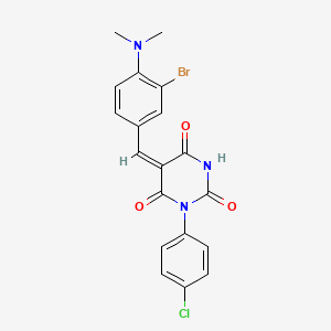 molecular formula C19H15BrClN3O3 B3737501 (5E)-5-[3-bromo-4-(dimethylamino)benzylidene]-1-(4-chlorophenyl)pyrimidine-2,4,6(1H,3H,5H)-trione 