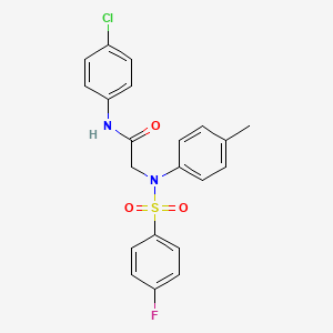 molecular formula C21H18ClFN2O3S B3737517 N~1~-(4-chlorophenyl)-N~2~-[(4-fluorophenyl)sulfonyl]-N~2~-(4-methylphenyl)glycinamide 