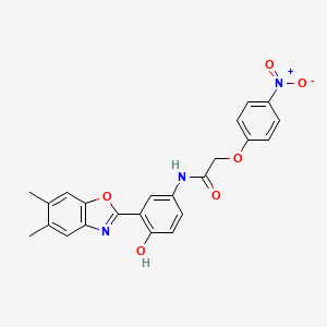 molecular formula C23H19N3O6 B3737530 N-[3-(5,6-dimethyl-1,3-benzoxazol-2-yl)-4-hydroxyphenyl]-2-(4-nitrophenoxy)acetamide 