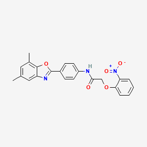 molecular formula C23H19N3O5 B3737547 N-[4-(5,7-dimethyl-1,3-benzoxazol-2-yl)phenyl]-2-(2-nitrophenoxy)acetamide 