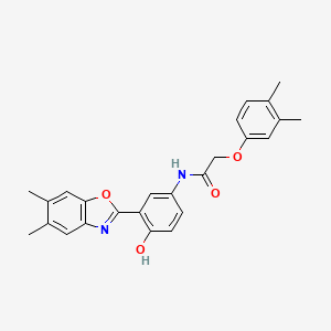 molecular formula C25H24N2O4 B3737639 N-[3-(5,6-dimethyl-1,3-benzoxazol-2-yl)-4-hydroxyphenyl]-2-(3,4-dimethylphenoxy)acetamide 