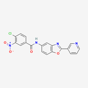 molecular formula C19H11ClN4O4 B3737906 4-Chloro-3-nitro-N-[2-(pyridin-3-YL)-1,3-benzoxazol-5-YL]benzamide 