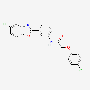 molecular formula C21H14Cl2N2O3 B3737916 N-[3-(5-chloro-1,3-benzoxazol-2-yl)phenyl]-2-(4-chlorophenoxy)acetamide 