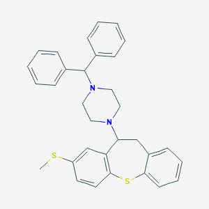 molecular formula C32H32N2S2 B373793 11-(4-benzhydryl-1-piperazinyl)-10,11-dihydrodibenzo[b,f]thiepin-2-yl methyl sulfide 
