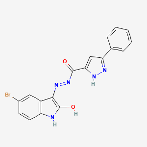molecular formula C18H12BrN5O2 B3738018 N'-(5-bromo-2-oxo-1,2-dihydro-3H-indol-3-ylidene)-3-phenyl-1H-pyrazole-5-carbohydrazide 