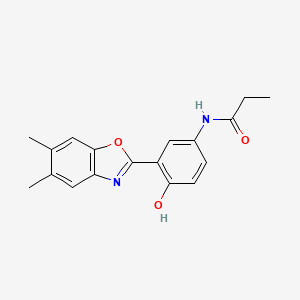 molecular formula C18H18N2O3 B3738084 N-[3-(5,6-dimethyl-1,3-benzoxazol-2-yl)-4-hydroxyphenyl]propanamide 