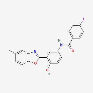 molecular formula C21H15IN2O3 B3738157 N-[4-hydroxy-3-(5-methyl-1,3-benzoxazol-2-yl)phenyl]-4-iodobenzamide 