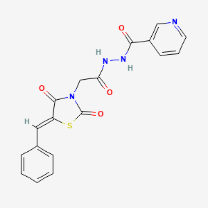molecular formula C18H14N4O4S B3738184 N'-{2-[(5Z)-2,4-DIOXO-5-(PHENYLMETHYLIDENE)-1,3-THIAZOLIDIN-3-YL]ACETYL}PYRIDINE-3-CARBOHYDRAZIDE 