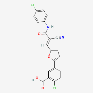 molecular formula C21H12Cl2N2O4 B3738397 2-chloro-5-(5-{(1E)-3-[(4-chlorophenyl)amino]-2-cyano-3-oxoprop-1-en-1-yl}furan-2-yl)benzoic acid 