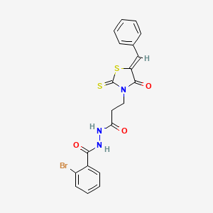 molecular formula C20H16BrN3O3S2 B3738487 N'-{3-[(5Z)-5-benzylidene-4-oxo-2-thioxo-1,3-thiazolidin-3-yl]propanoyl}-2-bromobenzohydrazide 