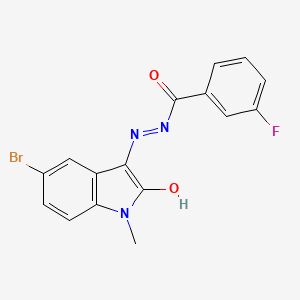 molecular formula C16H11BrFN3O2 B3738578 N-(5-bromo-2-hydroxy-1-methylindol-3-yl)imino-3-fluorobenzamide 