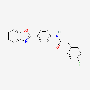 molecular formula C21H15ClN2O2 B3738626 N-[4-(1,3-benzoxazol-2-yl)phenyl]-2-(4-chlorophenyl)acetamide 