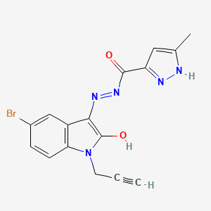 molecular formula C16H12BrN5O2 B3739034 N-(5-bromo-2-hydroxy-1-prop-2-ynylindol-3-yl)imino-5-methyl-1H-pyrazole-3-carboxamide 