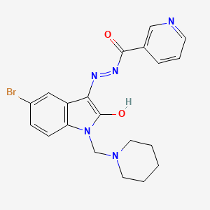 molecular formula C20H20BrN5O2 B3739202 N'~3~-[5-BROMO-2-OXO-1-(PIPERIDINOMETHYL)-1,2-DIHYDRO-3H-INDOL-3-YLIDEN]NICOTINOHYDRAZIDE 