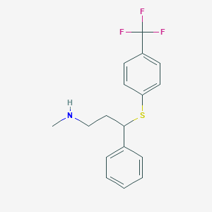 molecular formula C17H18F3NS B373921 N-methyl-N-(3-phenyl-3-{[4-(trifluoromethyl)phenyl]sulfanyl}propyl)amine 