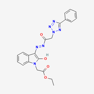 molecular formula C21H19N7O4 B3739264 Ethyl 2-[2-hydroxy-3-[[2-(5-phenyltetrazol-2-yl)acetyl]diazenyl]indol-1-yl]acetate 