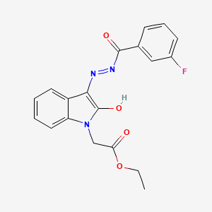 molecular formula C19H16FN3O4 B3739311 ethyl [(3Z)-3-{2-[(3-fluorophenyl)carbonyl]hydrazinylidene}-2-oxo-2,3-dihydro-1H-indol-1-yl]acetate 