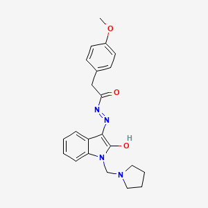 molecular formula C22H24N4O3 B3739335 N-[2-hydroxy-1-(pyrrolidin-1-ylmethyl)indol-3-yl]imino-2-(4-methoxyphenyl)acetamide 