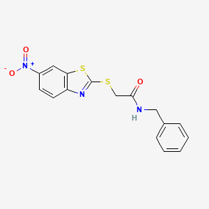 molecular formula C16H13N3O3S2 B3739422 N-benzyl-2-[(6-nitro-1,3-benzothiazol-2-yl)sulfanyl]acetamide 
