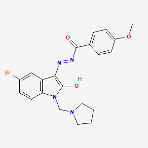 molecular formula C21H21BrN4O3 B3739548 N'~1~-[5-BROMO-2-OXO-1-(1-PYRROLIDINYLMETHYL)-1,2-DIHYDRO-3H-INDOL-3-YLIDEN]-4-METHOXYBENZOHYDRAZIDE 